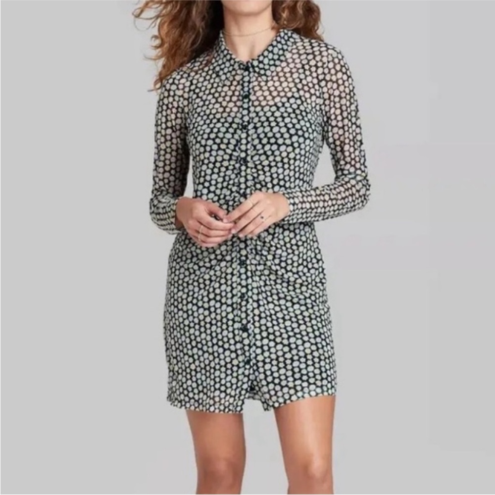 Wild Fable Daisy Mesh Black Dress